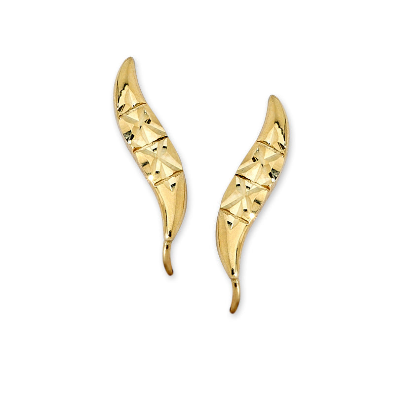 Short-n-Sweet Diamond Cut Squares Ear Pin Earrings in 14k Yellow Gold
