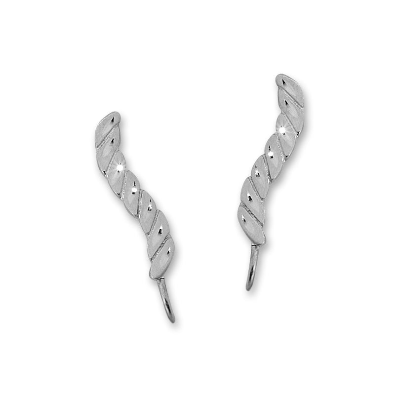 Diamond Cut Ear Pins in White Gold