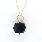 Jet Azabache Pendant 9mm Size 14k Yellow Gold
