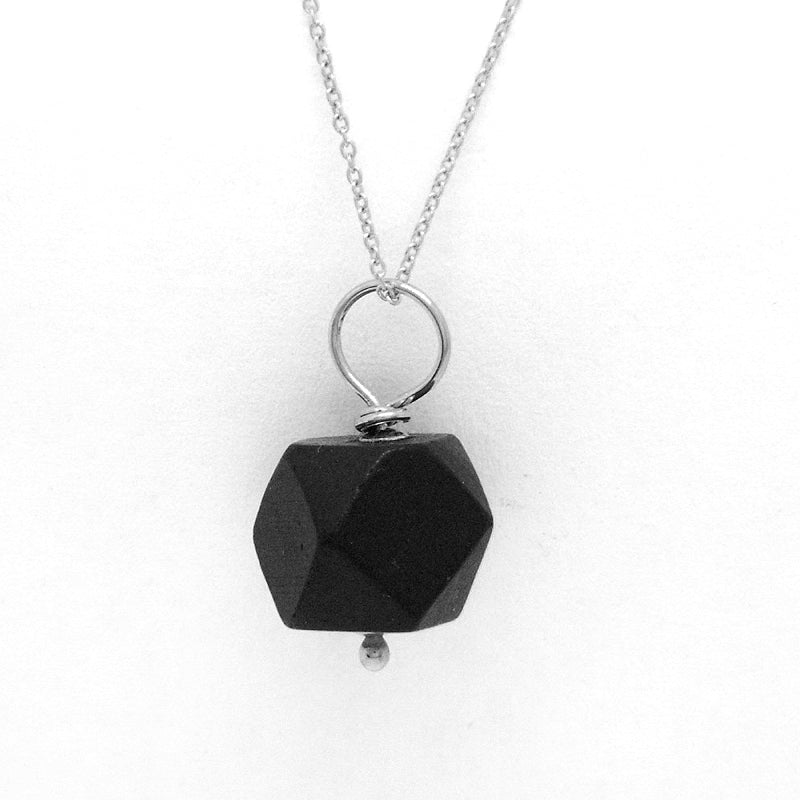 Jet Azabache Pendant 9mm Size Sterling Silver