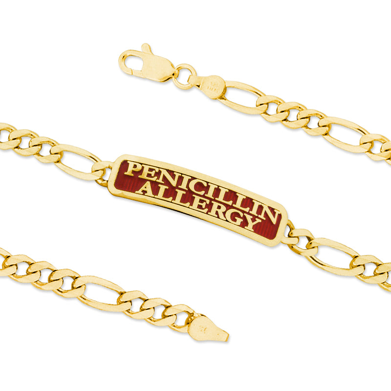 Gold Over Silver PENICILLIN ALLERGY ID Bracelet