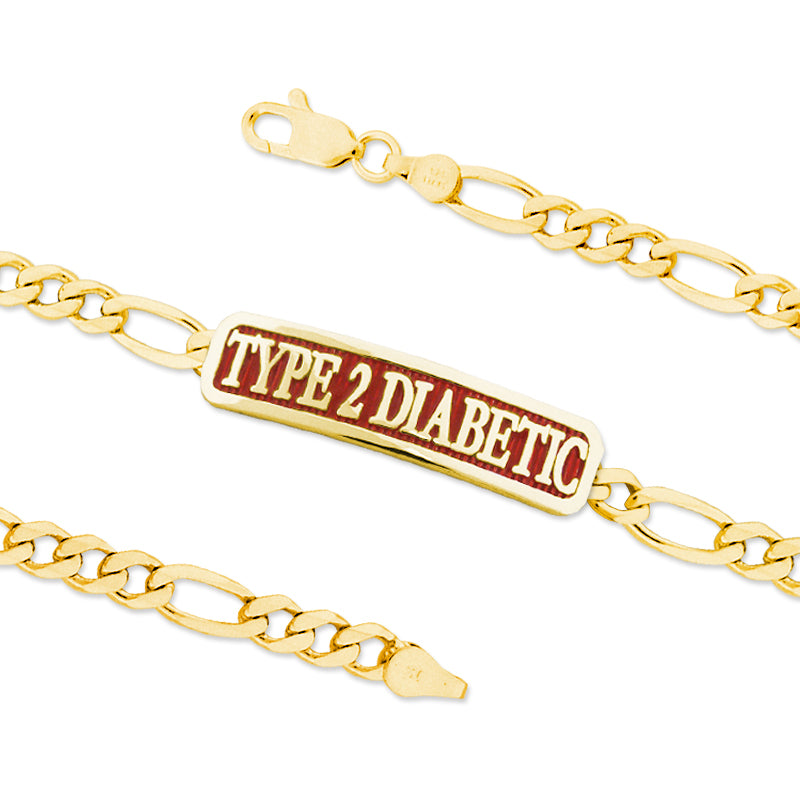 Gold Over Silver TYPE 2 DIABETIC ID Bracelet