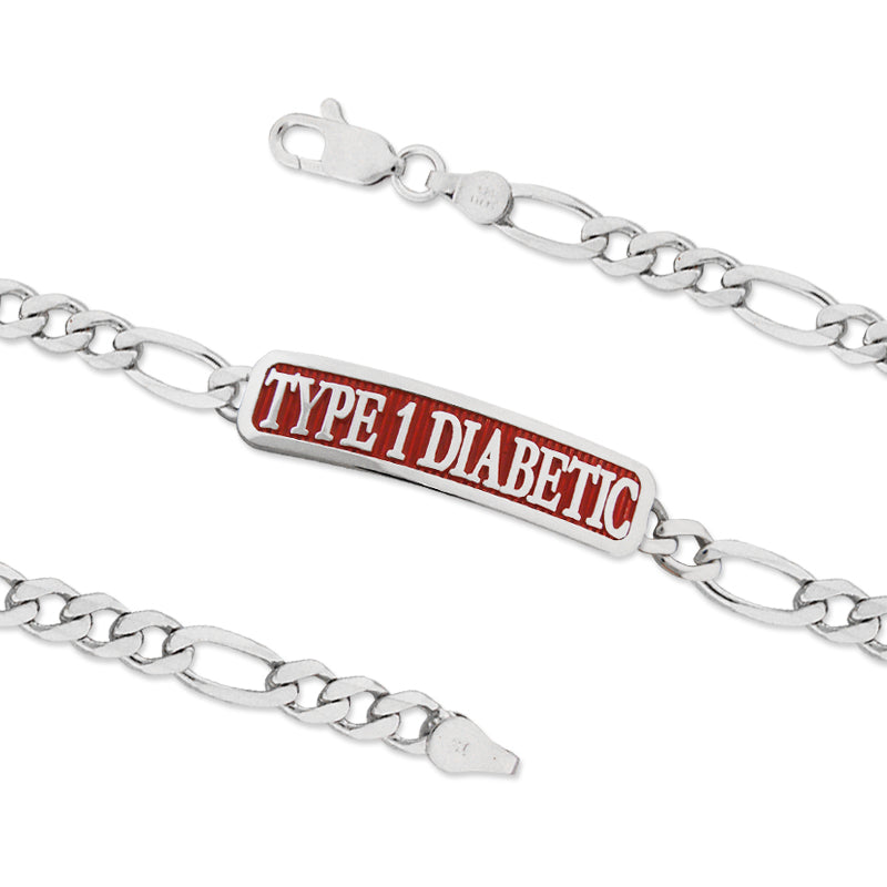 Sterling Silver TYPE 1 DIABETIC ID Bracelet