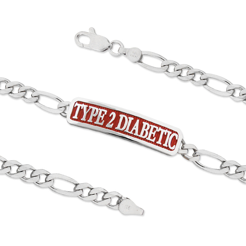 Sterling Silver TYPE 2 DIABETIC ID Bracelet