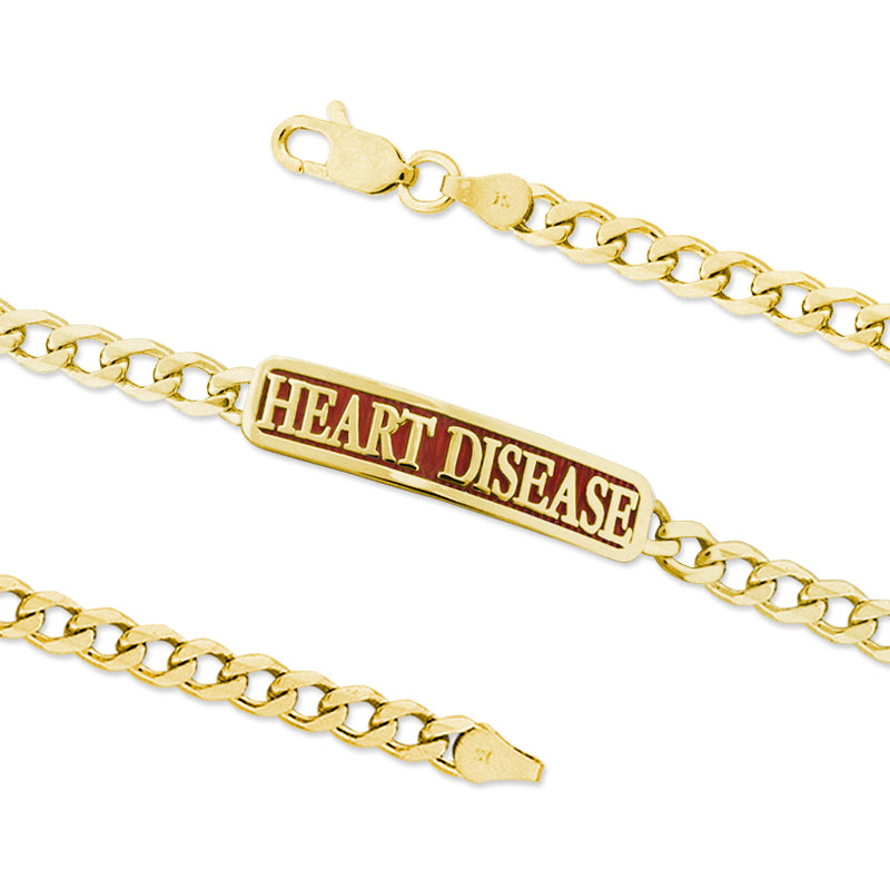 Gold Over Silver HEART DISEASE ID Bracelet