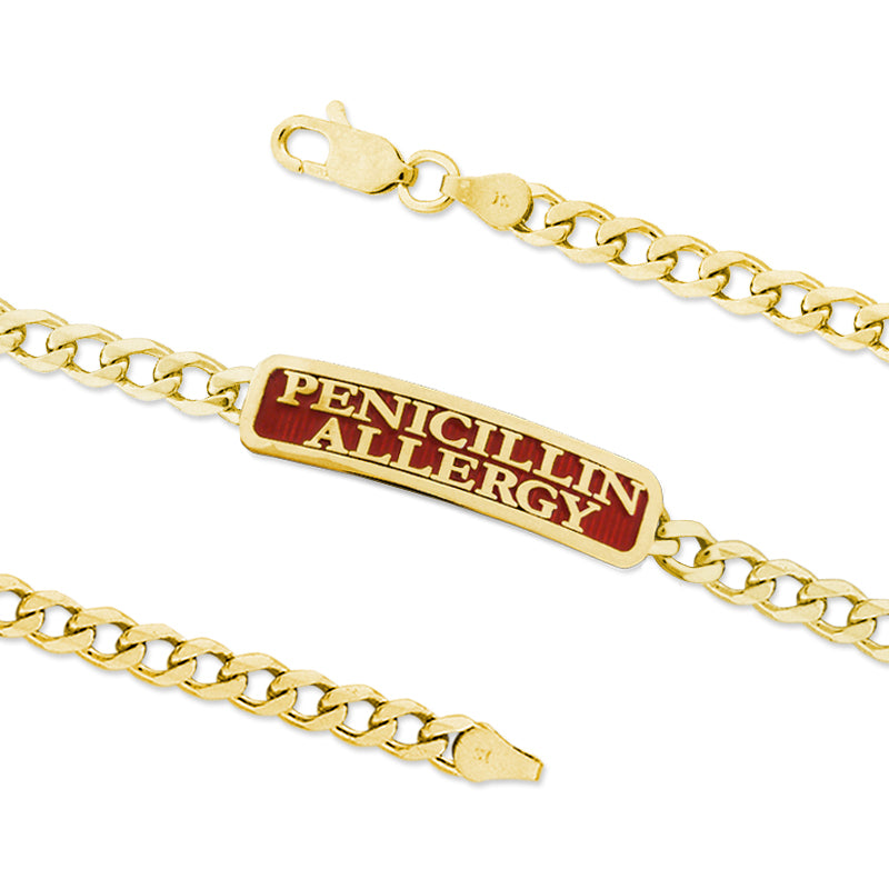 Gold Over Silver PENICILLIN ALLERGY ID Bracelet