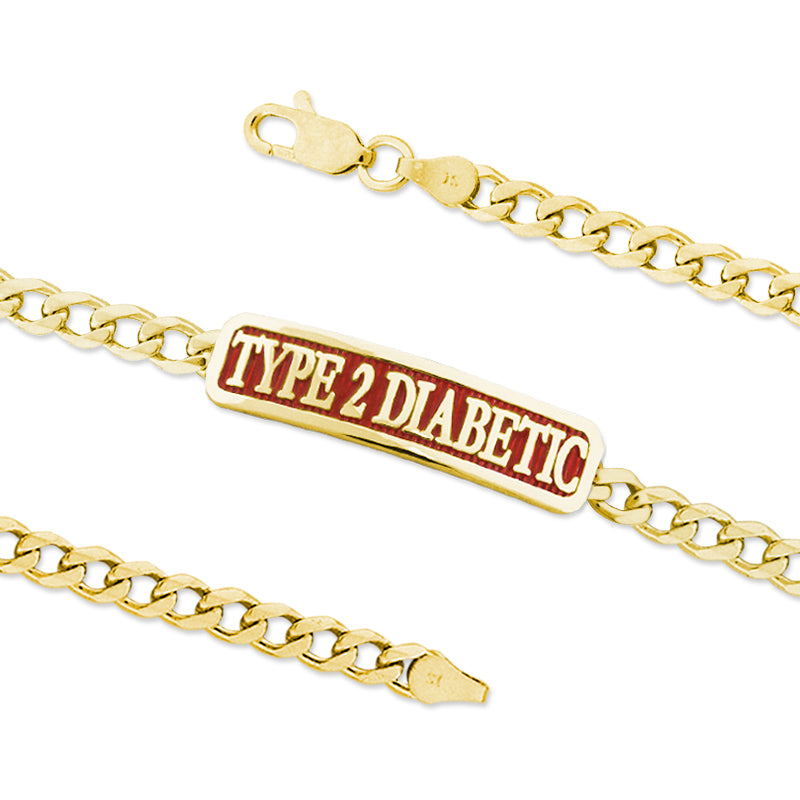 Gold Over Silver TYPE 2 DIABETIC ID Bracelet