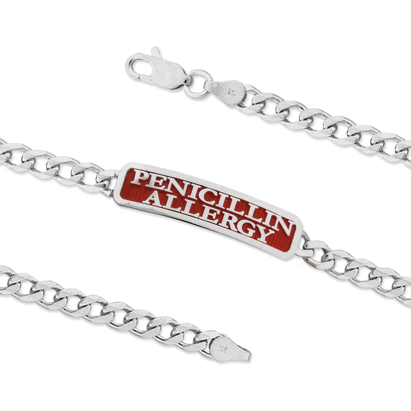 Sterling Silver PENICILLIN ALLERGY ID Bracelet