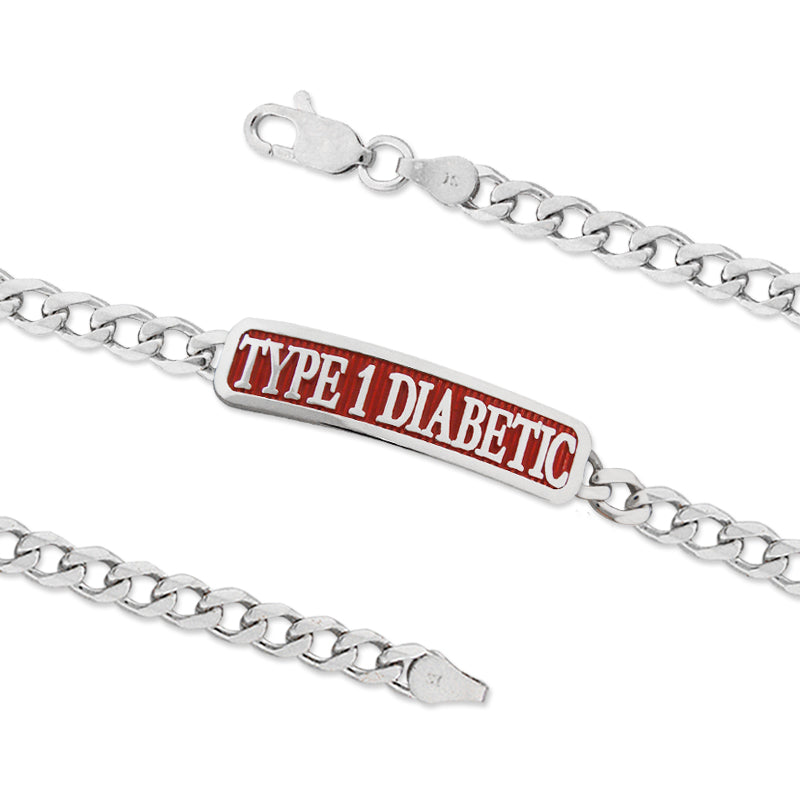 Sterling Silver TYPE 1 DIABETIC ID Bracelet