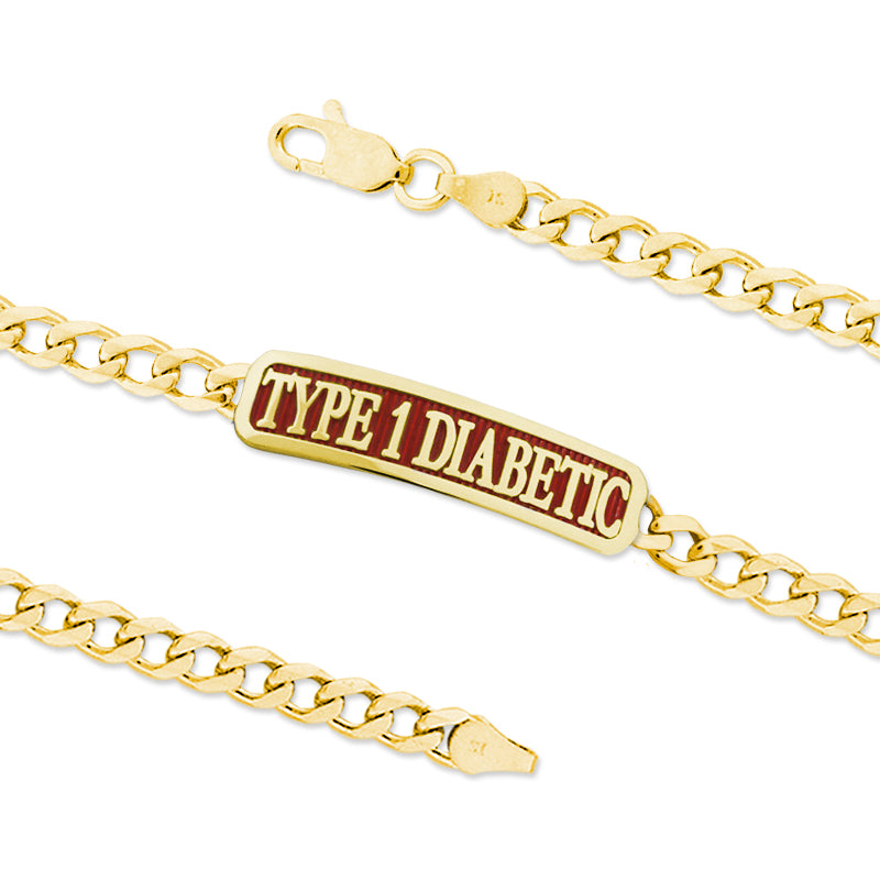 Gold Over Silver TYPE 1 DIABETIC ID Bracelet