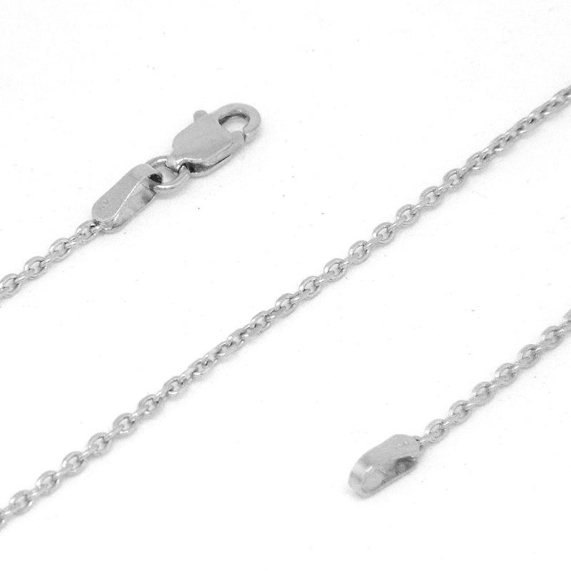 For Men: Cable Link Chain Necklace 14k White Gold 1.30mm 18 Inches in Length Approximate Gram Weight 2.90gms