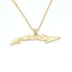 Cuba Island Pendant With 1.10mm Cable Link Chain- Front Side