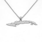 Cuba Island Pendant With 1.30mm Rolo Chain for Men- Back Side