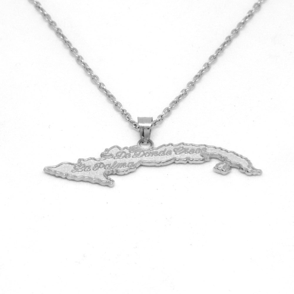 Cuba Island Pendant With 1.30mm Rolo Chain for Men- Back Side