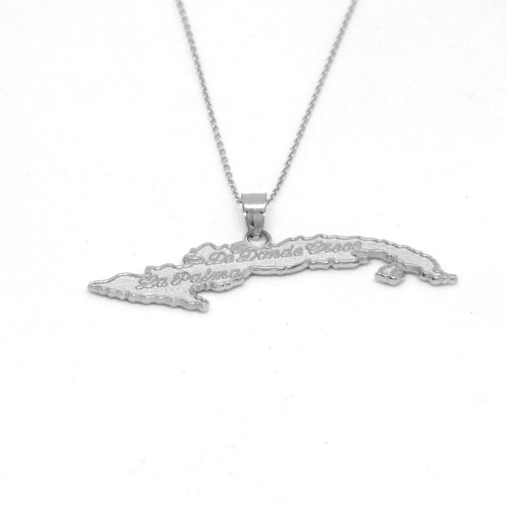 Cuba Island Pendant With 0.55mm Rolo Chain for Ladies- Back Side
