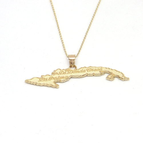 Cuba Island Pendant With 0.55mm Rolo Chain for Ladies- Back Side