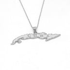 Cuba Island Pendant With 0.55mm Rolo Chain for Ladies- Front Side