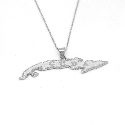 Cuba Island Pendant With 0.55mm Rolo Chain for Ladies- Front Side