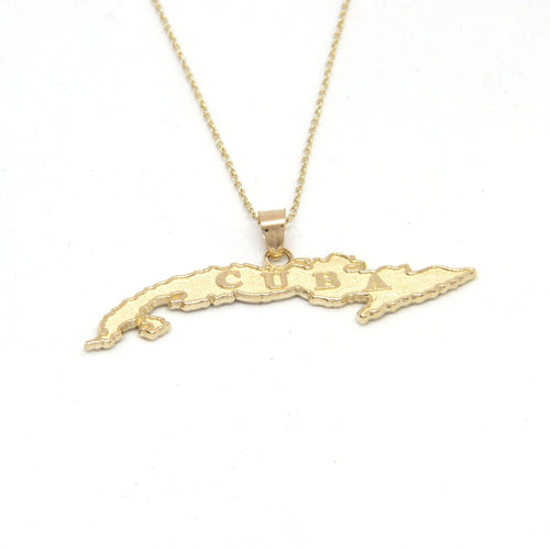 Cuba Island Pendant With 0.55mm Rolo Chain for Ladies- Front Side