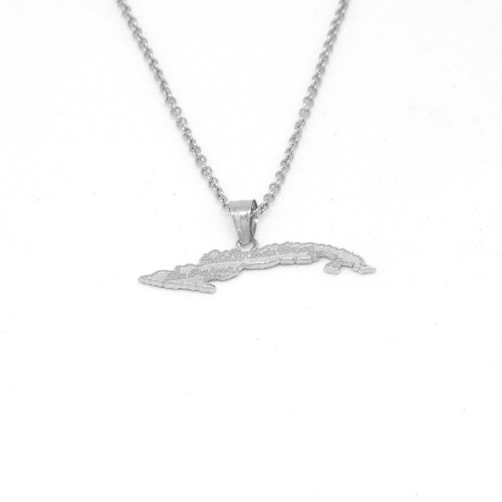 Cuba Island Pendant With 1.10mm Cable Link Chain- Back Side