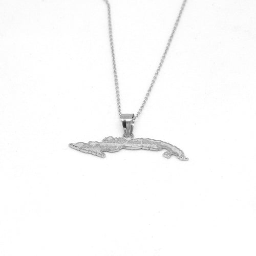 Cuba Island Pendant With 0.55mm Rolo Chain for Ladies- Back Side