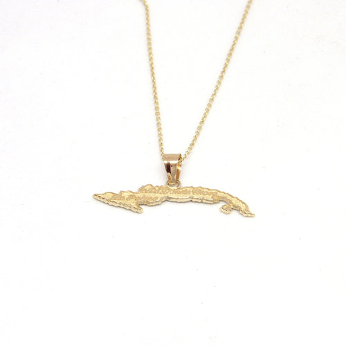 Cuba Island Pendant With 0.55mm Rolo Chain for Ladies- Back Side