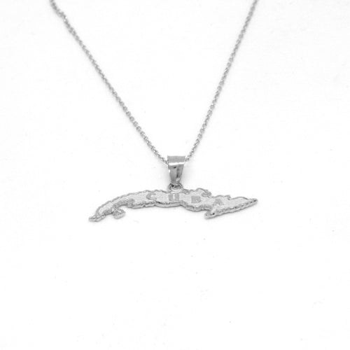Cuba Island Pendant With 0.55mm Rolo Chain for Ladies- Front Side