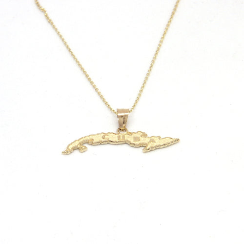 Cuba Island Pendant With 0.55mm Rolo Chain for Ladies- Front Side