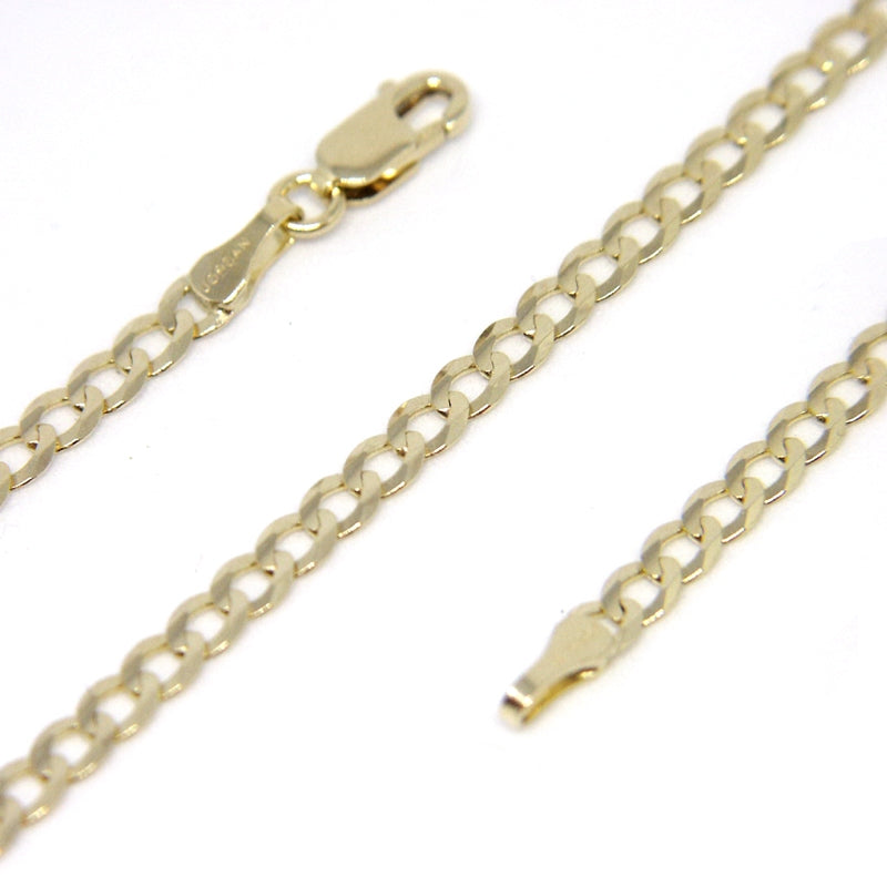Curb Link Chain Necklace 14k Yellow Gold 3.00mm 16 to 24 Inches