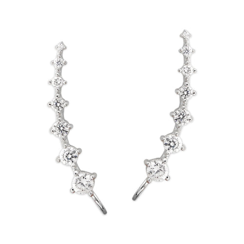 Ear Climbers Graduated Cubic Zirconias Arc Ear Pin Earrings 14k Gold