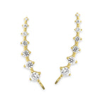 Ear Climbers Graduated Cubic Zirconias Arc Ear Pin Earrings 14k Gold