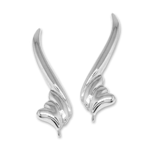 Ear Pin Ear Climber Earrings Side Heart 14k White Gold  