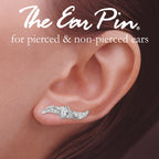Ear Climbers Floating Marquise Cubic Zirconias Center Ear Pin Earrings Sterling Silver