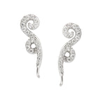 Ear Climbers Spirl of Swirls Cubic Zirconias Ear Pin Earrings Sterling Silver