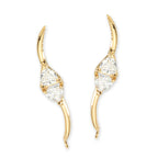 Ear Climbers Trillion Cut Cubic Zirconias Center Ear Pin Earrings 18k Gold Over Silver