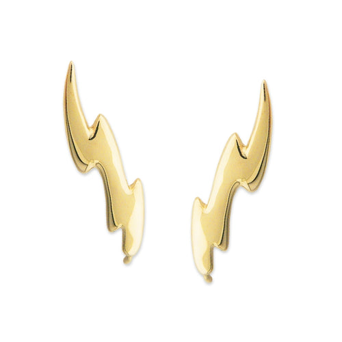 Ear Climbers Lightning Bolt Ear Pin Earrings 18k Gold Over Silver