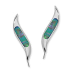 Ear Climbers Inlaid Blue Opal Ear Pin Earrings Sterling Silver
