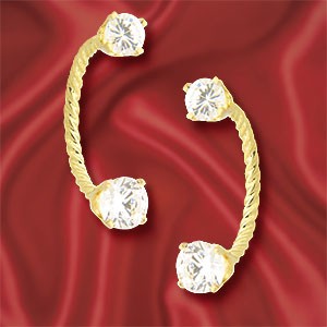 Front to Back Earrings - 14k Yellow Gold Large Cubic Zirconia Twisted Cioro