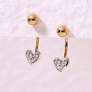 Diamond Heart 14k Yellow Gold Cioro Floating Illusion Earrings