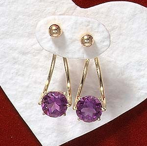 Front to Back Earrings - 14k Gold Large Amethyst Double Arc Cioro