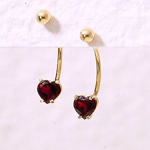 Front to Back Earrings - 14k Yellow Gold Heartshape Garnets Cioro