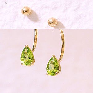 Front to Back Earrings - 14k Yellow Gold Pearshape Peridot Cioro