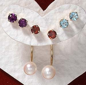 14k Yellow Gold Pearl Cioro Illusion Earrings with Triple Set of Interchangeable Stud Earrings