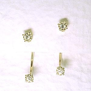 Front to Back Earrings - 14k Yellow Gold Cubic Zirconia Cioro