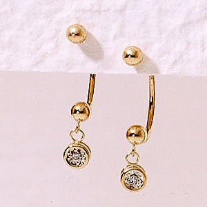 Front to Back Earrings - Diamond Accent Dangle Cioro 14k Yellow Gold