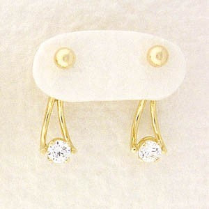 Front to Back Earrings - 14k Gold Cubic Zirconia Double Arc Cioro