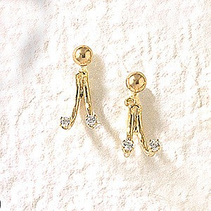 Front to Back Earrings - 1/8ct. Diamond Tipped Cioro 14k Gold