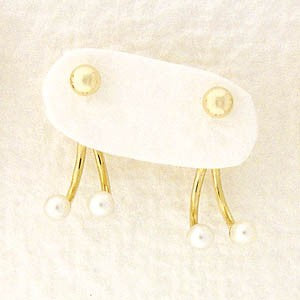 Front to Back Earrings - 14k Yellow Gold Pearl Tipped Cioro
