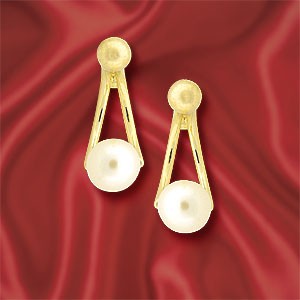 Front to Back Earrings - 14k Gold Large Pearl Double Arc Cioro