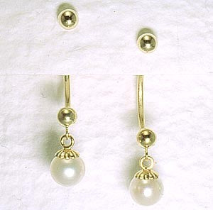 Front to Back Earrings - 14k Gold Large Pearl Dangle Cioro